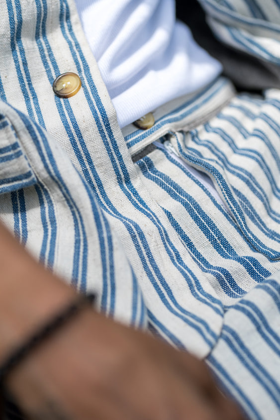 Unisex Handspun Kala Cotton Azure Striped Blazer Set