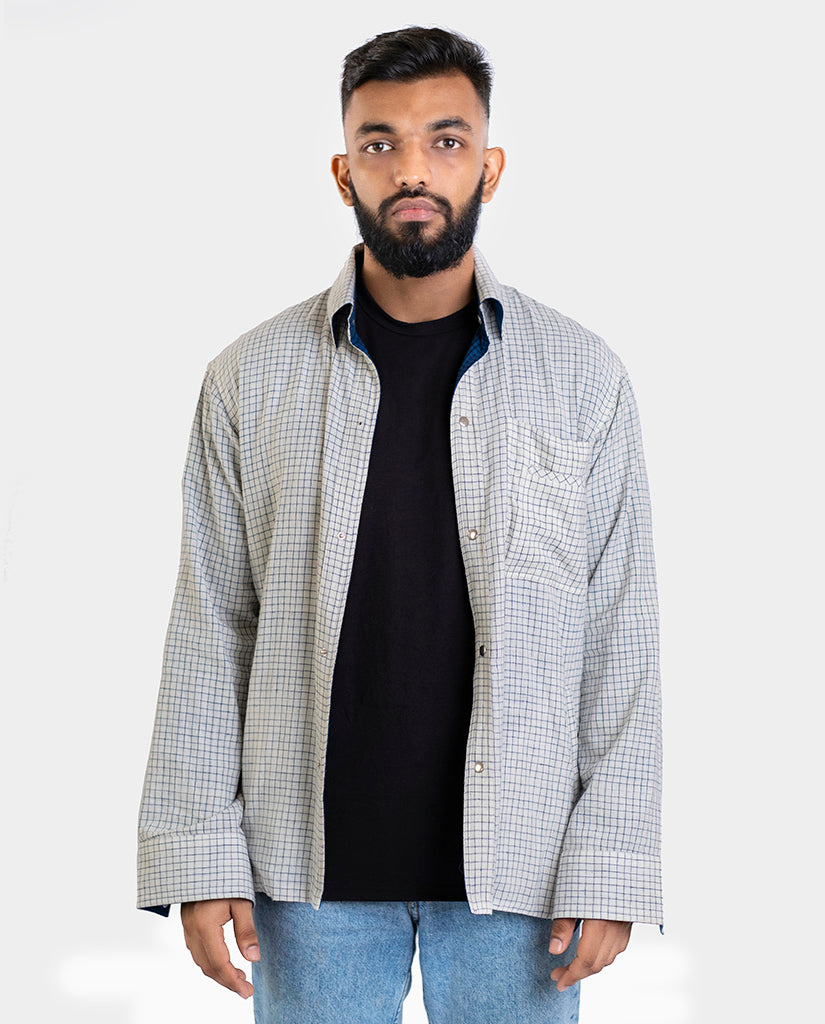 Men's Reversible Handspun Cotton Shirt Jacket
