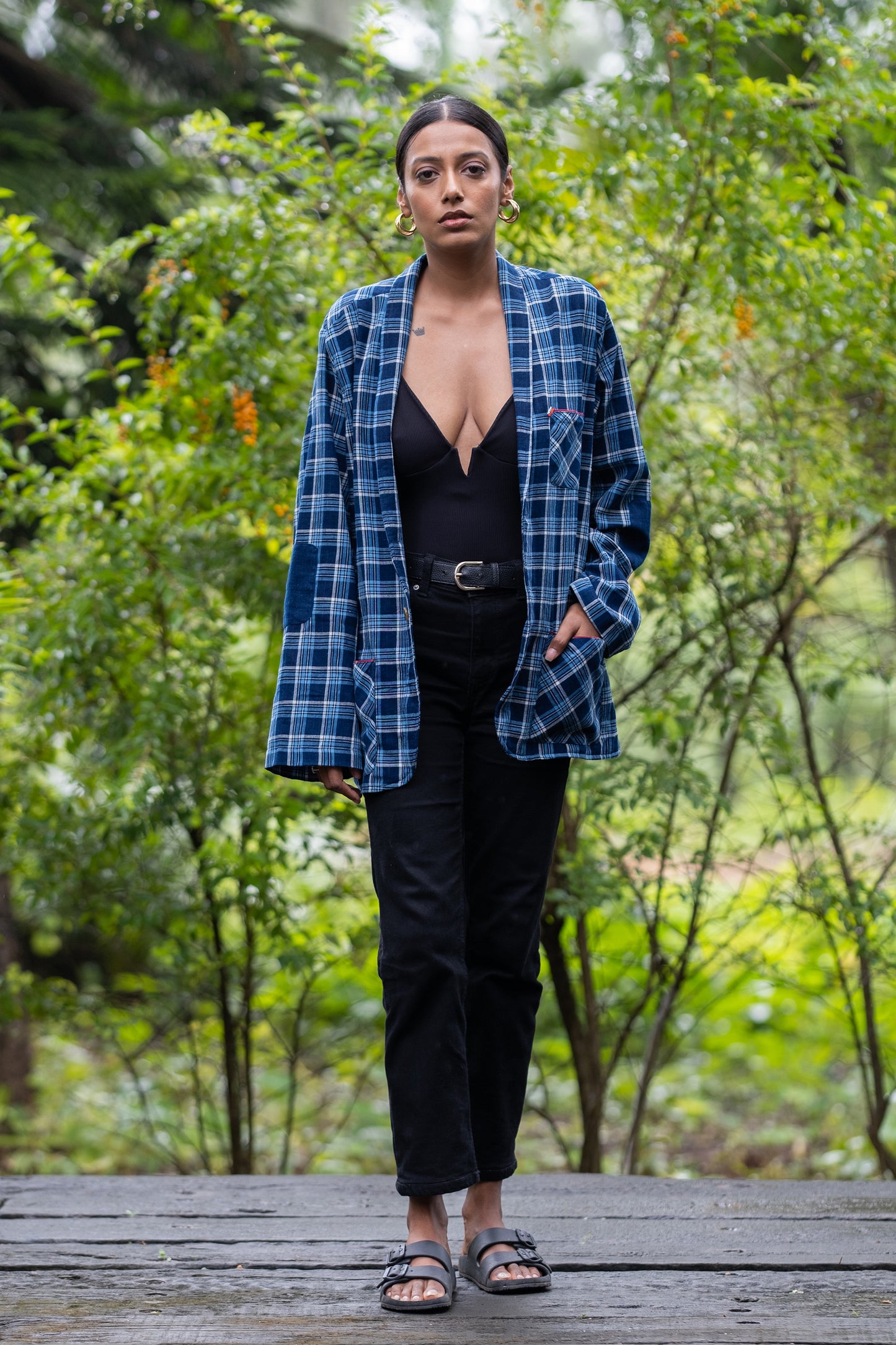 Unisex Handspun Blue Checks Vintage Jacket