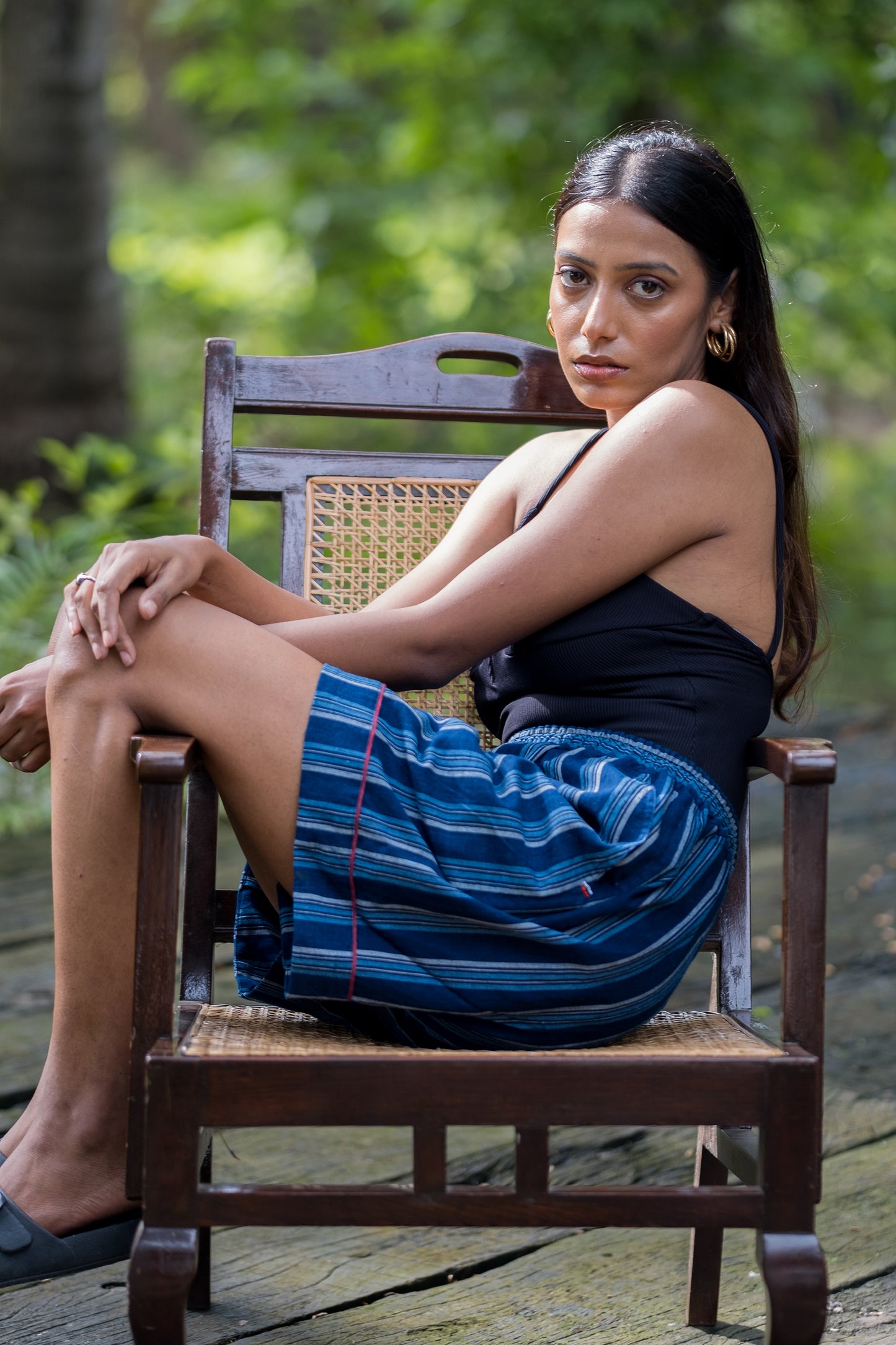 Unisex Handspun Relaxed Shorts in Indigo